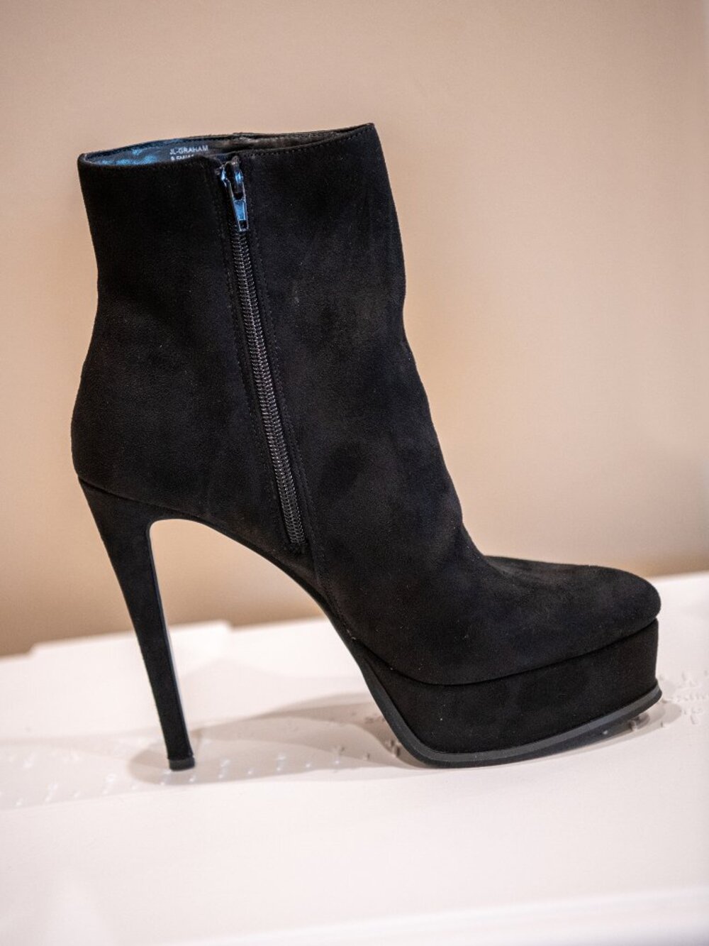 JLO Jennifer Lopez Graham Suede Stiletto Platform Booties - 9.5M